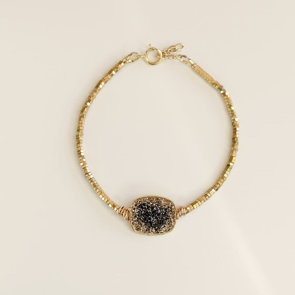 Bracelet Anna Hématite carré d'Or