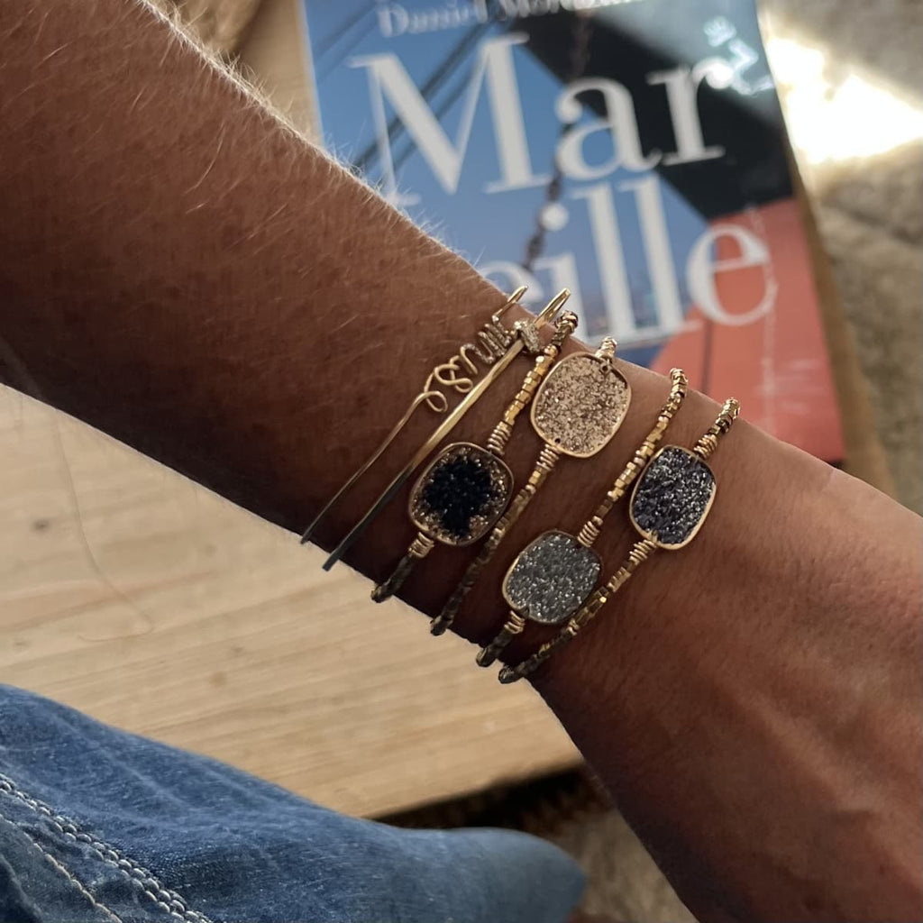 Bracelet Anna Hématite carré d'Or