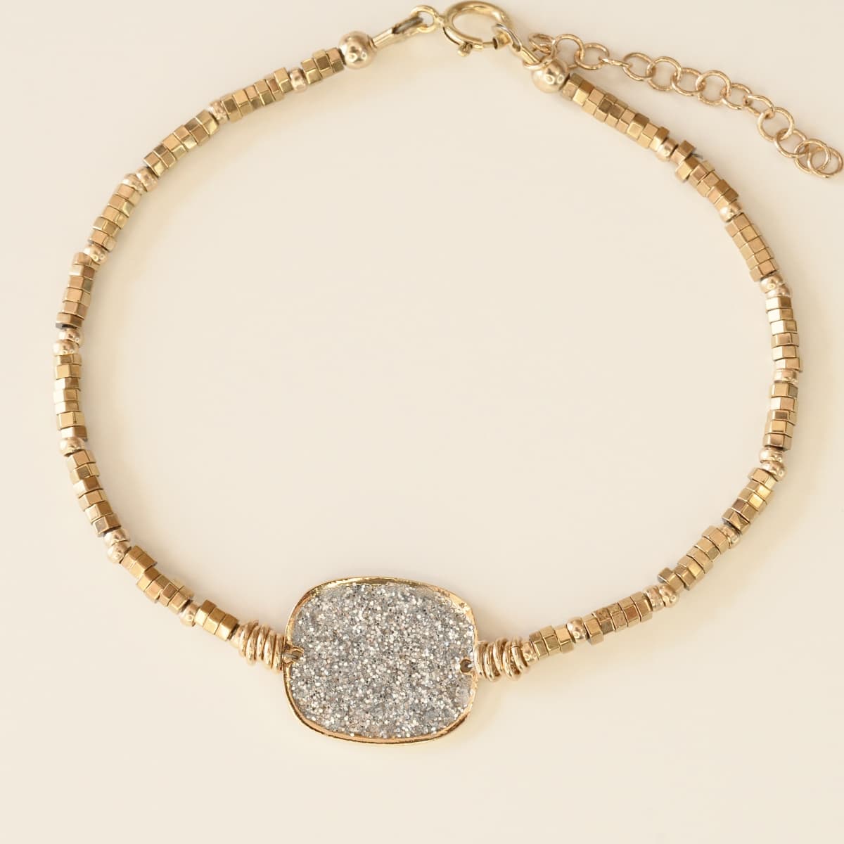 Bracelet Anna Hématite carré d'Or